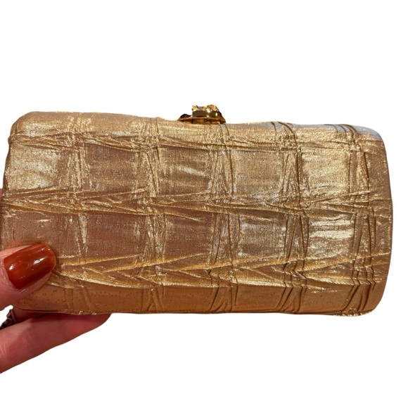Vintage La Regale 1950’s 60’s Bright Gold Satin Clutch Crossbody Purse - Picture 3 of 11